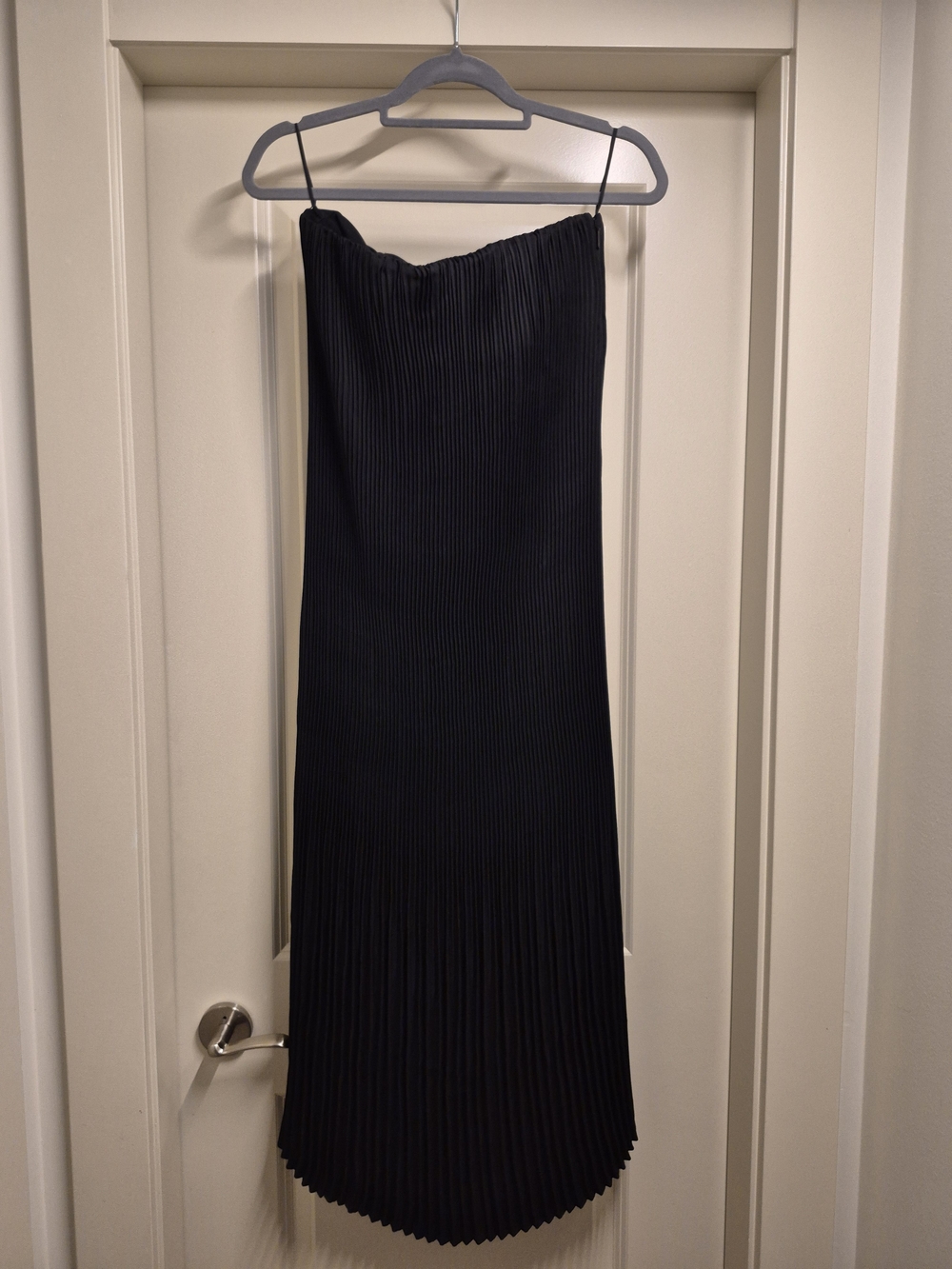 Aritzia Black Pleated Midi Slip Dress
